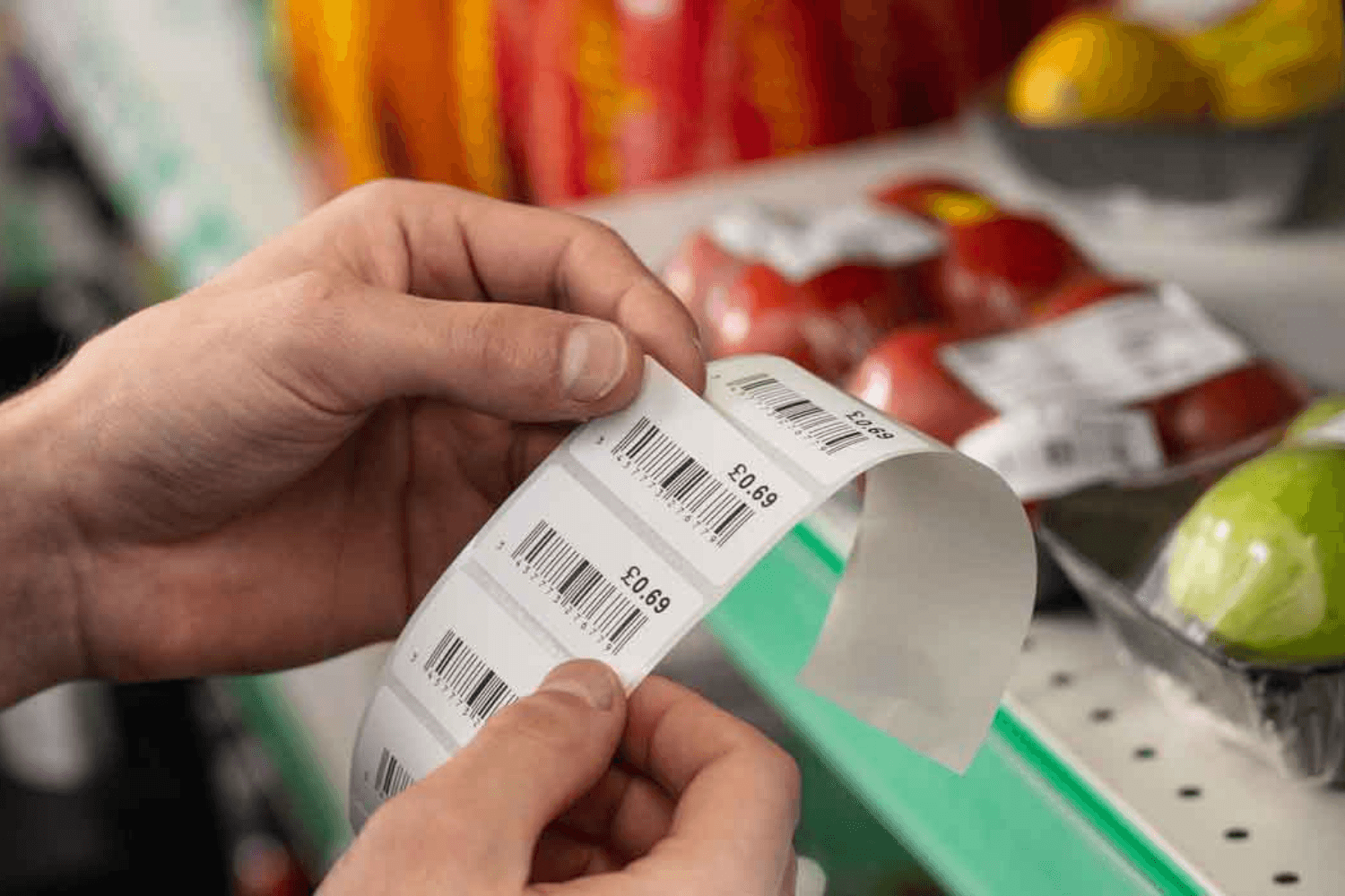 Retail shelf with professional price labels